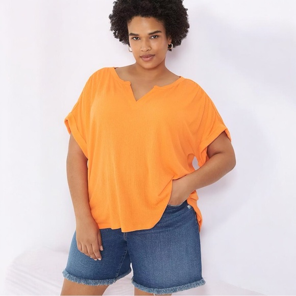 NEW Lane Bryant Relaxed Cap-Sleeve Notch-Neck Texture
Knit Top - Orange - 18/20 - Picture 6 of 8